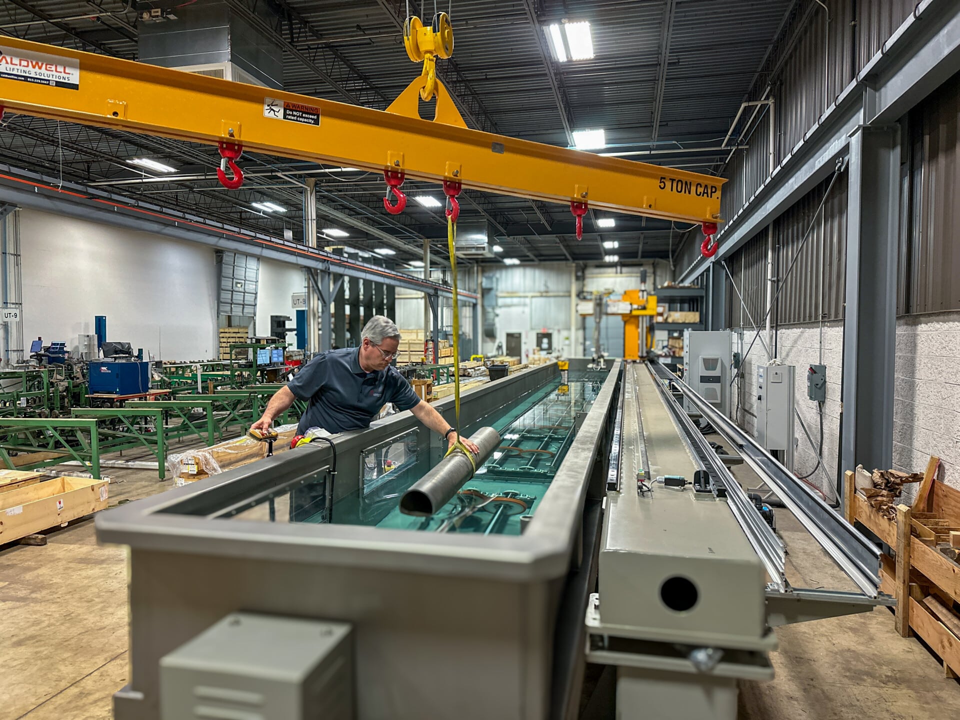 LTI UT immersion scanning bar billet rotator tank